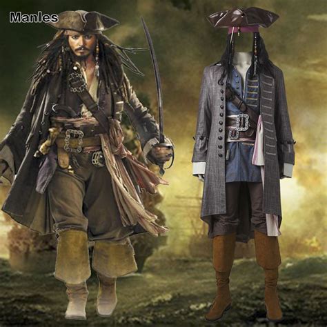 Pirates Of The Caribbean 5 Captain Jack Sparrow Costume Wig Cosplay