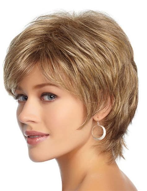 Pin On Short Layered Side Bangs Pixie Cut Wig Fluffy Light Brown Blonde