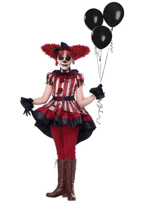 Clown Halloween Scary Ladies Blackredwhite Clown Costume And Weapon