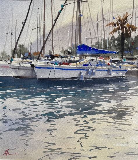 Yachts Painting By Anna Kataian Saatchi Art