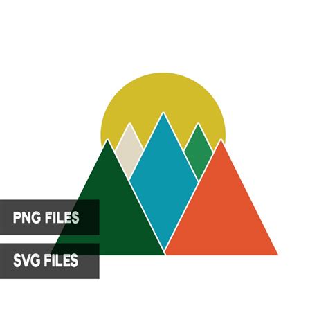 Retro Triangle Mountains Sunset Svg Png  Pdf Psd File Types Etsy