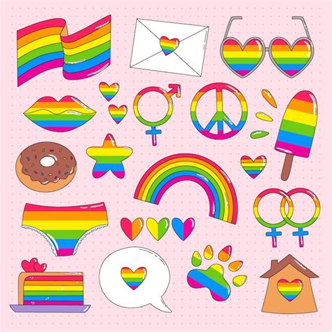 Free Vector Pride Month Hand Drawn Lgbt Element Collection
