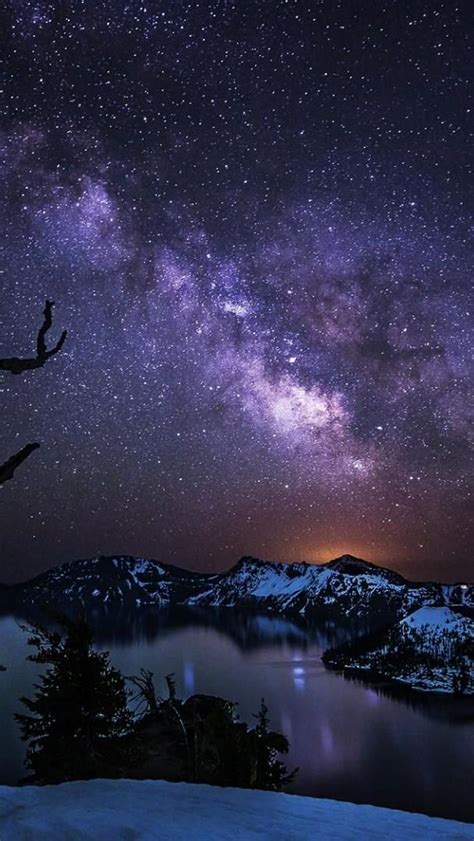 Milky Way Over Crater Lake Crater Lake National Park Oregon United