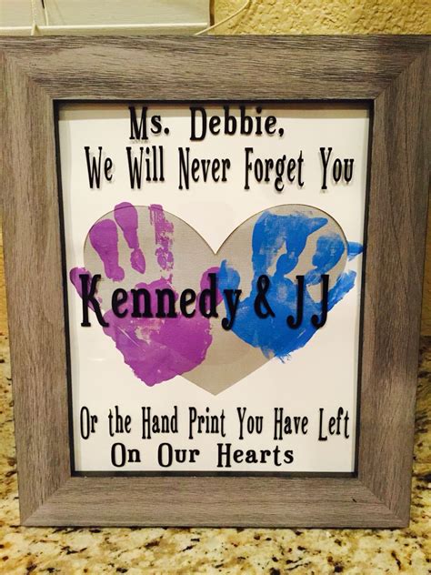 With that in mind, here's a list to help you get a gift that one of the most important people in your child's life will actually like. Babysitter daycare worker gift vinyl handprint art ...