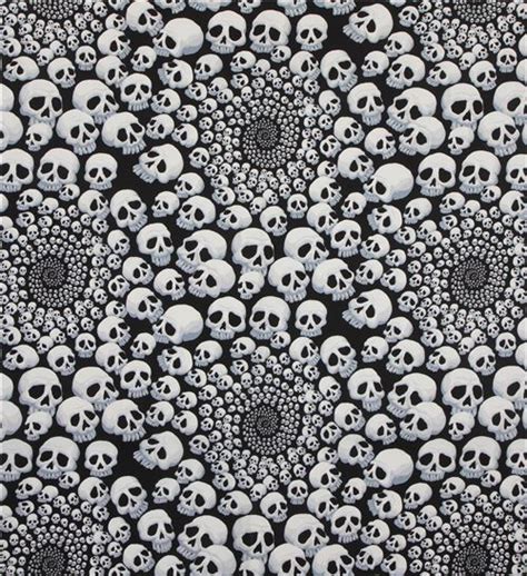 Black Alexander Henry Fabric White Grey Skull Modes4u