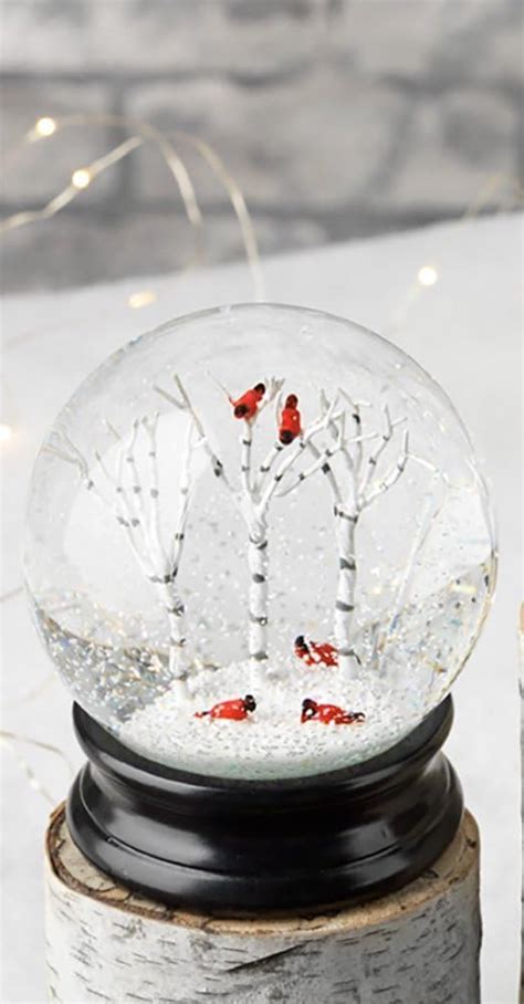 Teysha Cardinal Birch Tree Snow Globe