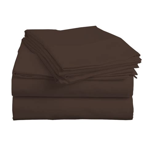 Misr Linen King Chocolate Solid 4pcs Sheet Set Egyptian Cotton 400 Thread Count 15 Inch Pocket