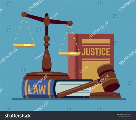Justice Scales Wood Judge Gavel Wooden Stock Vector Royalty Free