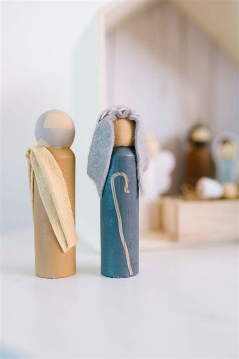 how to make your own diy wooden peg doll nativity set peg dolls nativity peg doll nativity set