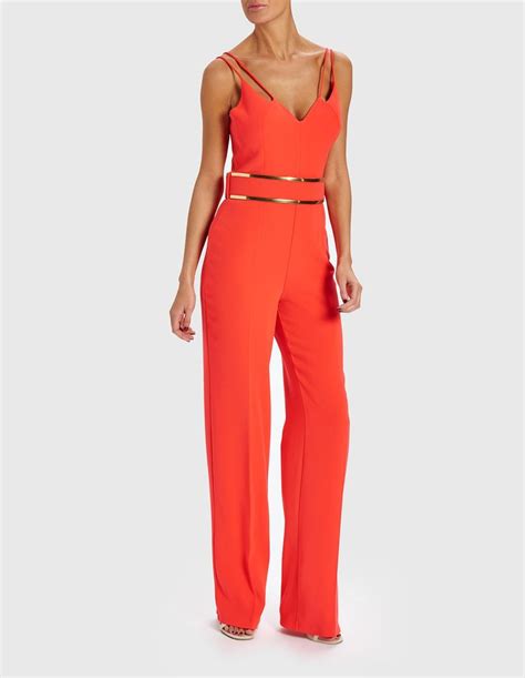 Look Sleek And Sophisticated In The Brooke Bright Coral Jumpsuit This