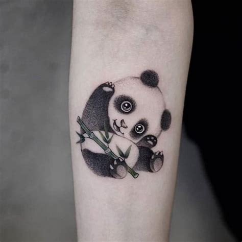 Cute Little Panda Tattoo For Forearm Panda Tattoo Cute Animal
