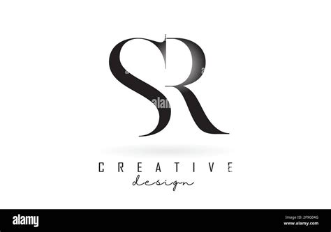 Letter Sr Logo Design With Black And White Color
