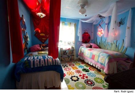 Girls Shared Room Butterflies And Superman Design Dazzle