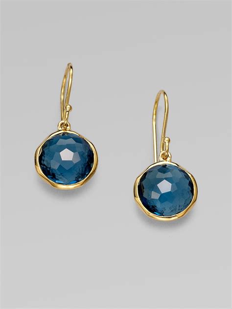 Ippolita 18k Gold London Blue Topaz Drop Earrings In Blue Lyst