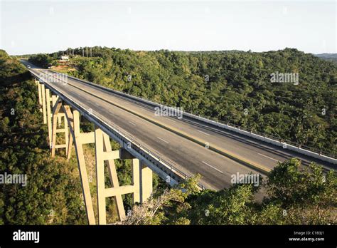 Bacunayagua Bridge Bordering Havana And Matanzas Province Cuba Stock