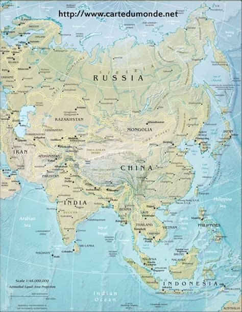 Asien Physische Karte Weltkarte