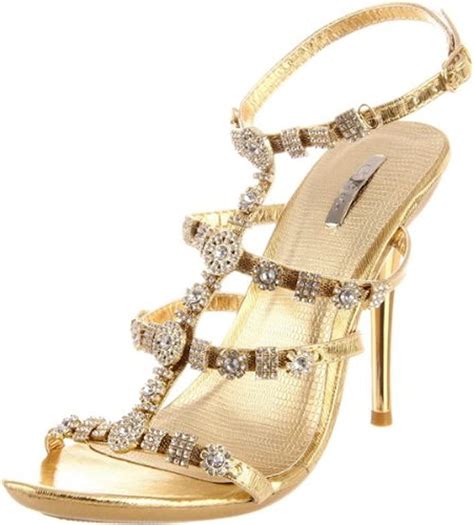 Shoehorne Ocean 12 Womens Strappy Gold Sparkling Rhinestonediamante