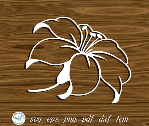 Lily Svg Silhouette Cut File For Cutting Machines Flower Etsy