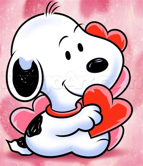 How To Draw Valentine Snoopy Step By Step Valentines Seasonal Free Online Drawing Tutorial