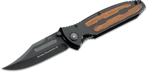 Boker Kalashnikov Folding Knife 4 Black Plain Blade Aluminum Handles