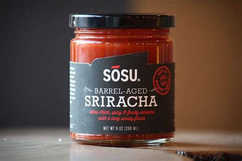 sosu barrel aged sriracha sriracha hot sauce packaging food