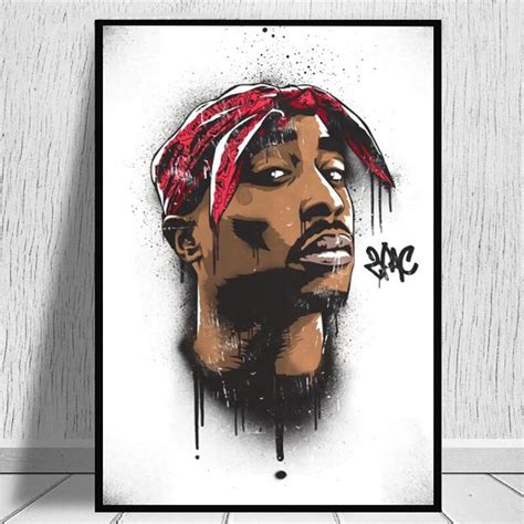 Portrait Of 2pac Tupac Abstract Canvas Paintings On The Wall Art