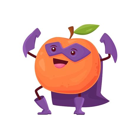 Premium Vector Cartoon Orange Fruit Superhero Citrus Character