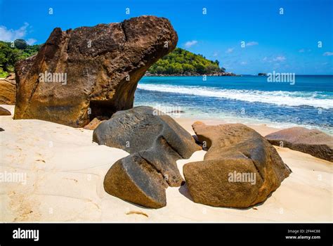 Geography Travel Seychelles Mahe Takamaka Beach With Granite