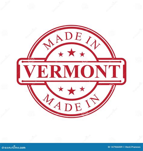 Made In Vermont Label Icon With Red Color Emblem On The White
