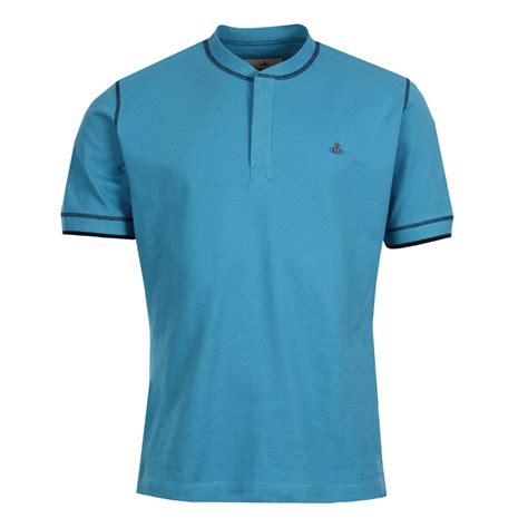 Collarless Polo Shirt Blue Vivienne Westwood