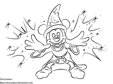 Mickey Mouse The Sorcerers Apprentice Lineart By Xvrcardoso On