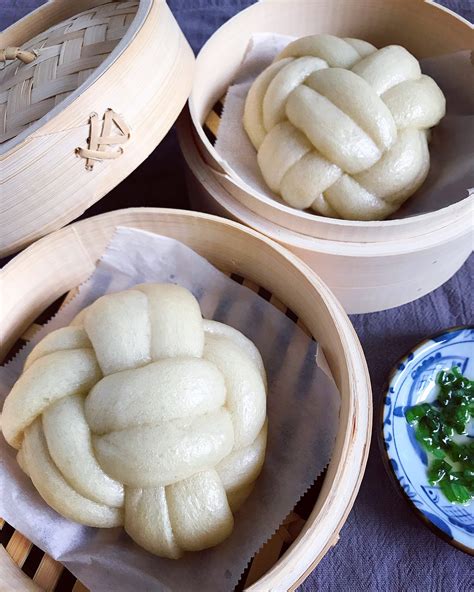 Homemade Steamed Bao Buns Shaped In A Winston Knot Steamed Bao Buns