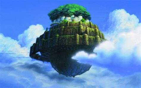 Floating Island Digital Wallpaper Anime Studio Ghibli Castle In The
