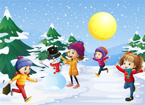 Enfants Jouant Dans La Neige à Noël 377172 Art Vectoriel Chez Vecteezy