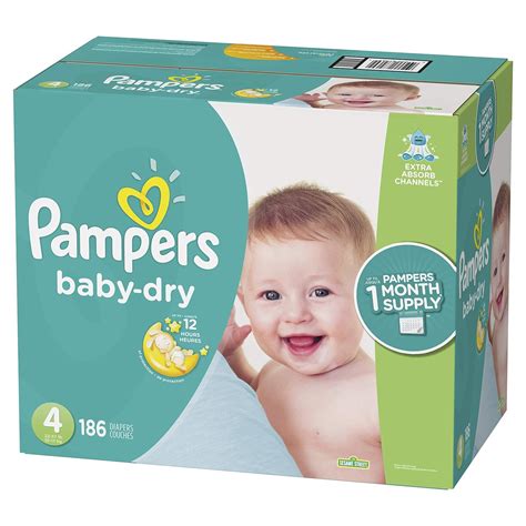 Pampers Baby Dry Disposable Diapers Size 4 186 Count One Month