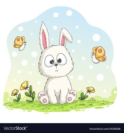 Cute Rabbit With Butterflies Royalty Free Vector Image
