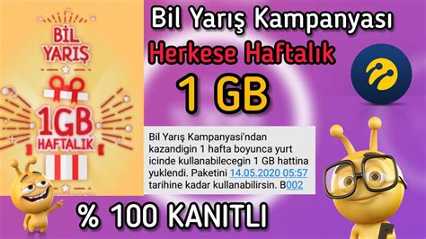 TURKCELL HAFTALIK 1 GB yeni kampanya Turkcell Bedava İnternet