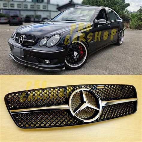 Mercedes Benz C Class W203 Gloss Black Front Grille 01 07 C200 C240