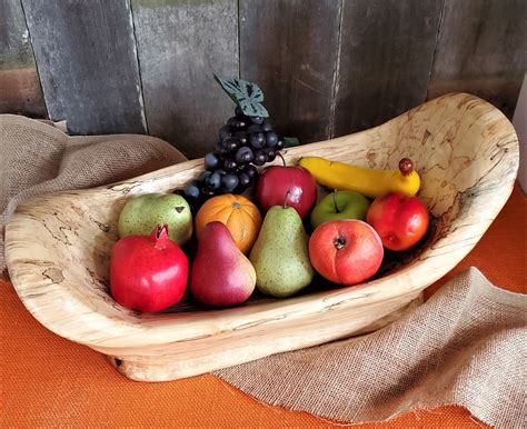 Large Handmade Wooden Bowl Rustic Hand Carved Wooden Fruit Etsy