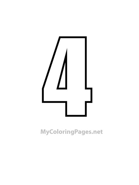 6 Best Images Of Printable Large Number Four Coloring Number 4