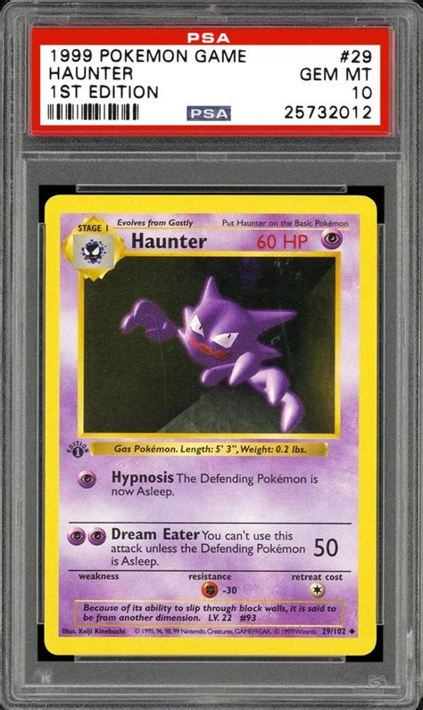 1999 Nintendo Pokemon Game Haunter 1st Edition Psa Cardfacts