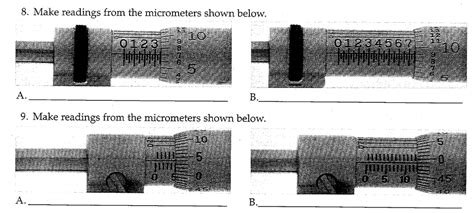 Micrometer Reading Worksheet