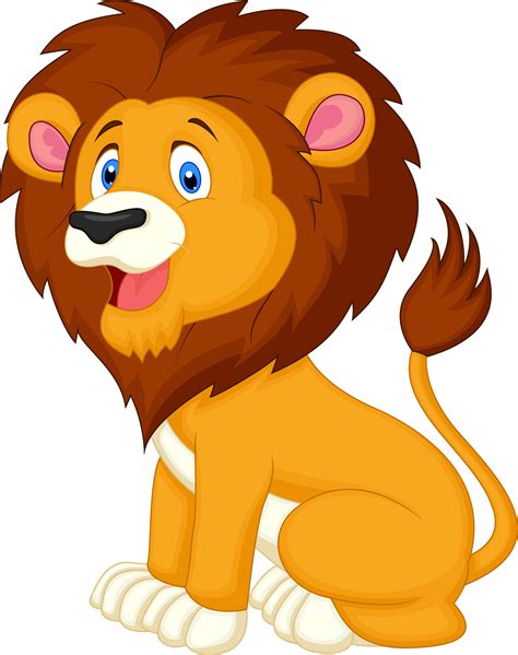 A Cartoon Lion Sitting Down With Its Tongue Out And Eyes Wide Open