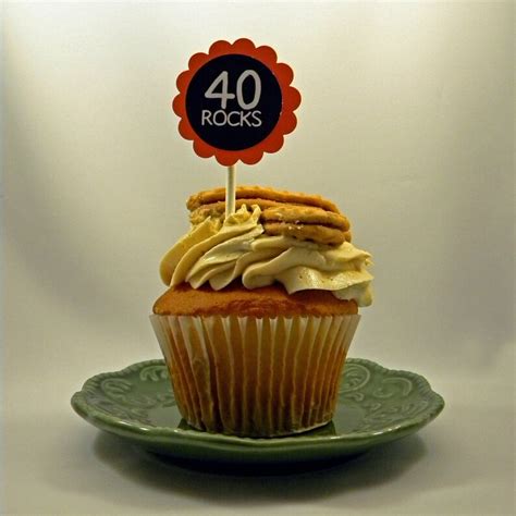 40th Birthday Cupcake Toppers 40 Rocks Set Of 12 Etsy