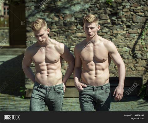 Twin Muscular Bare Chested Young Image And Photo Bigstock