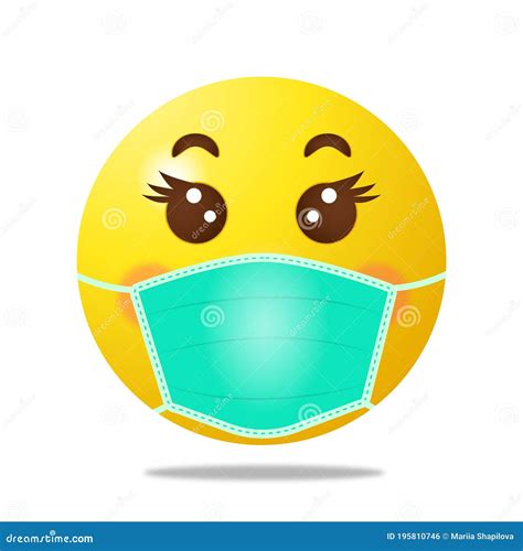 Emoji With Medical Mask High Quality Emoticon On White Background