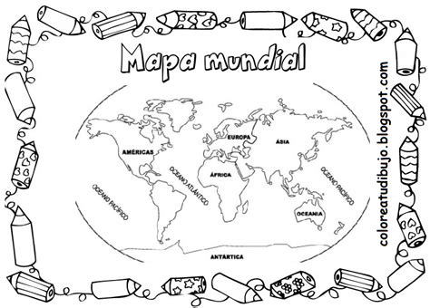 Mapa Mundi Para Colorear COLOREA TUS DIBUJOS