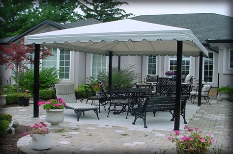 Control the shade by making your own retractable canopy. Residential Deck Awnings, Residential Patio Canopies
