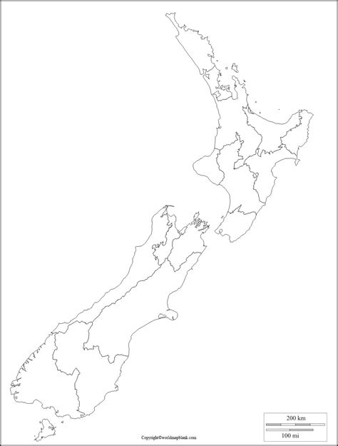 Printable Blank Map Of New Zealand Outline Transparent Map