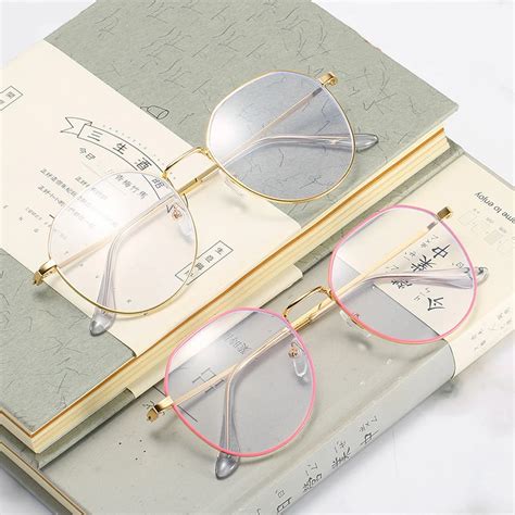 2020 new unisex round myopia glasses for men women metal frame glasses anti blue light